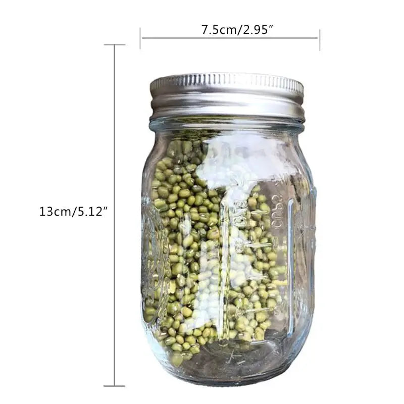 Sprouting Jar with 304 Stainless Steel Screen Lid Wide Mouth Quart Sprouter Germinator for Organic Alfalfa Bean