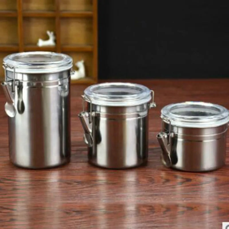 stainless steel container Food Storage Container Airtight Cans Coffee Beans Tea  Bin Leaf Home Kitchen Tool  WF107