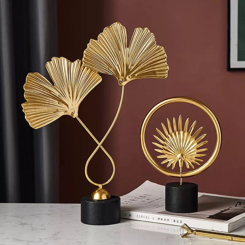 Nordic Gold Ginkgo Leaf Crafts Leaves Sculpture Luxury Decor Home