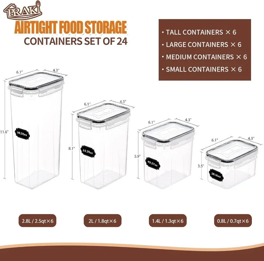 Airtight Food Storage Containers Set with Lids Kitchen Pantry Organization Plastic Leak-proof Canisters for Cereal Flour