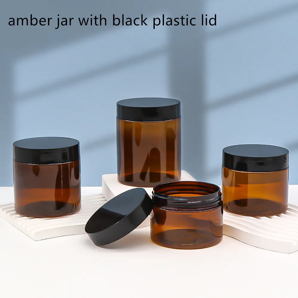 180g 150ml 200g 250ml 300ml 8oz Clear Plastic Round Pet Jar With Screw aluminum/plastic Cap/lid  for Cosmetic food pot Container