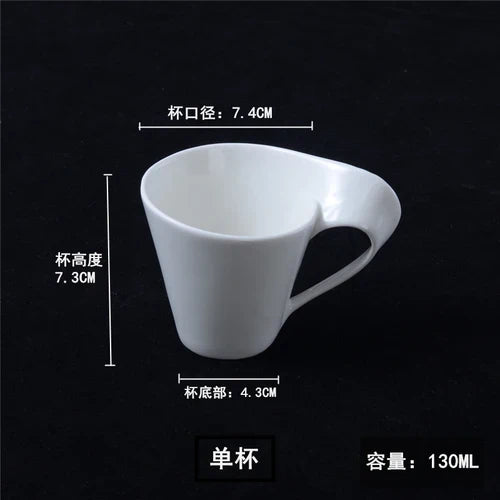 European-style White Porcelain Wavy Coffee Cup Special-shaped Ceramic Coffee Cup Exquisite Milk Dessert Cup Home Decoration