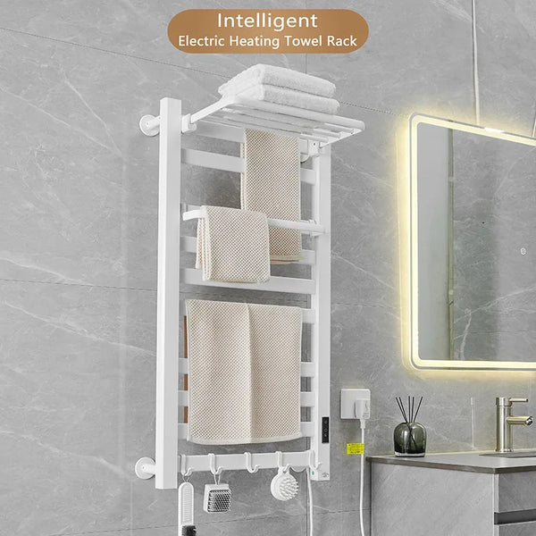 White Electric Heated Towel Rail Smart Electric Towel Rack Bathroom Cloth