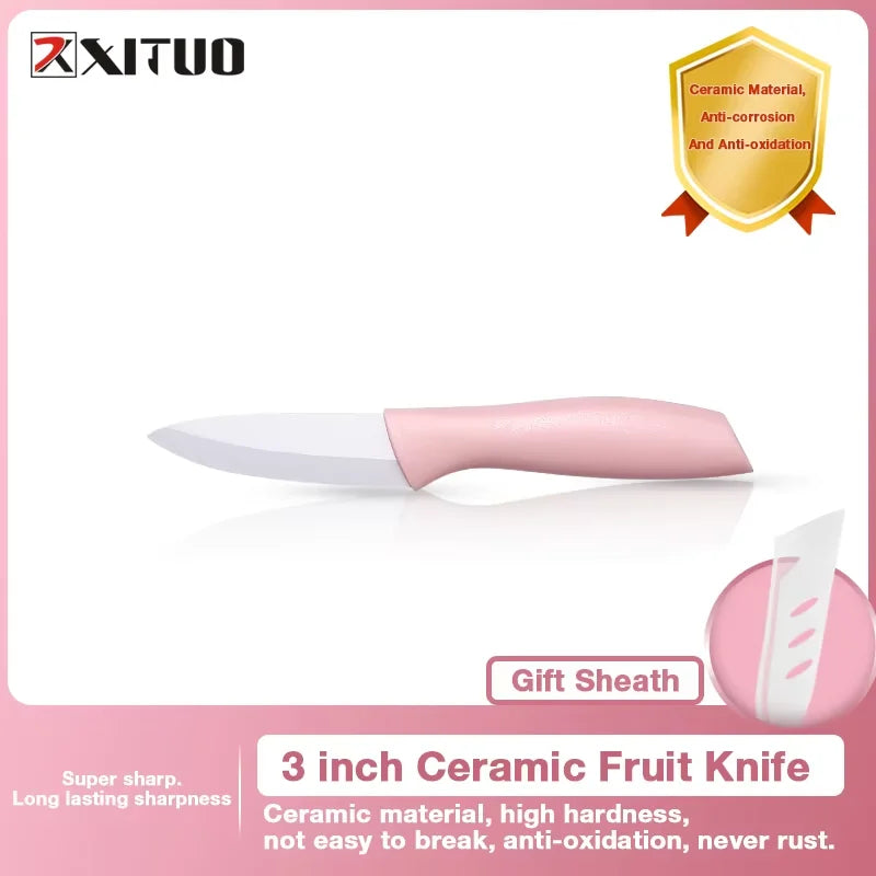 Ceramic Knife Set With Sheaths,Super Sharp Rust Proof 3"4"5"6" Kitchen Knife High Hardness Portable Utility Knife Paring Knife