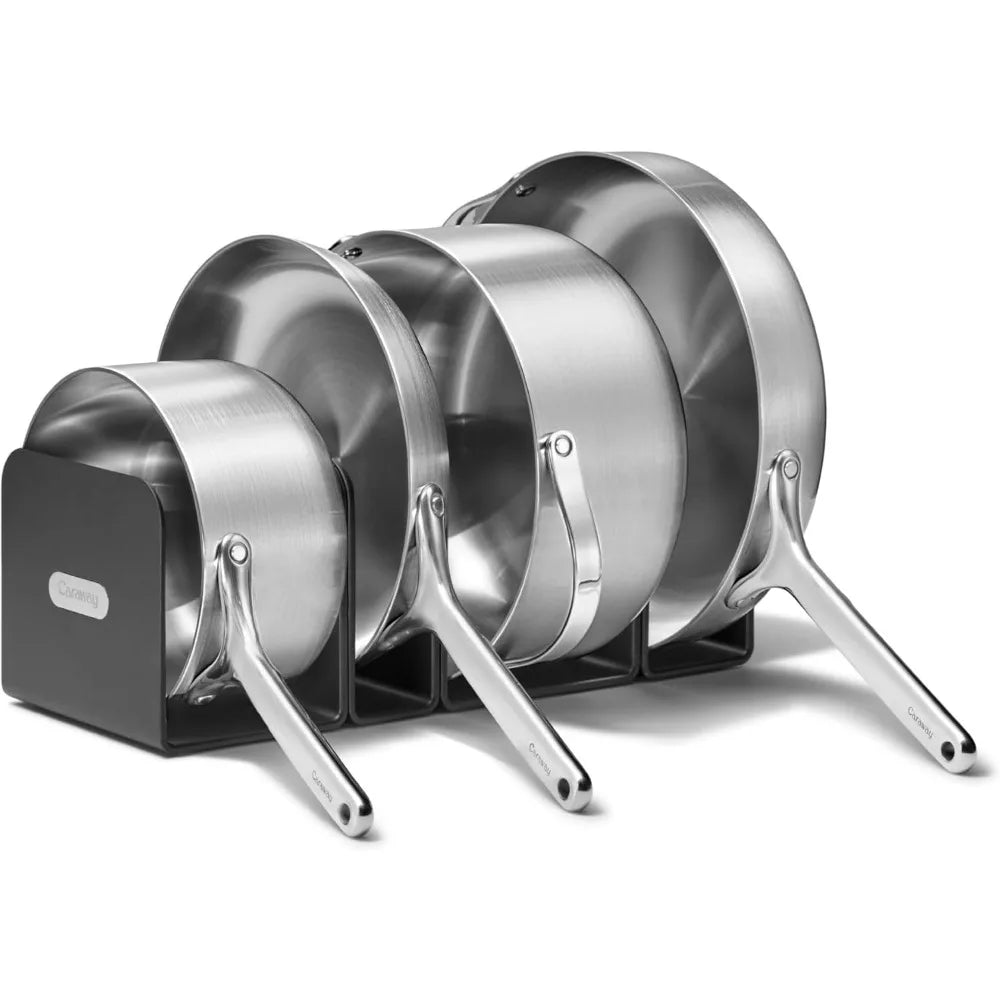 Stainless Steel Cookware Set (4 Piece) - 5-Ply Stainless Steel Pots & Pans - Includes Fry Pan, Sauce Pan, Sauté Pan, Dutch Oven