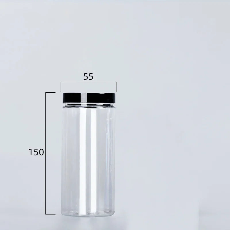 Clear Sealed Can With Lid Plastic Empty Packing Bottle Circular Storage Bucket Biscuit Jar Food Grade Sealed Cans Tank Container