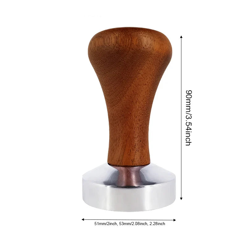 51mm 53mm 58mm Espresso Tamper Coffee Barista Flat Base Coffee Tampers With Wood Handle