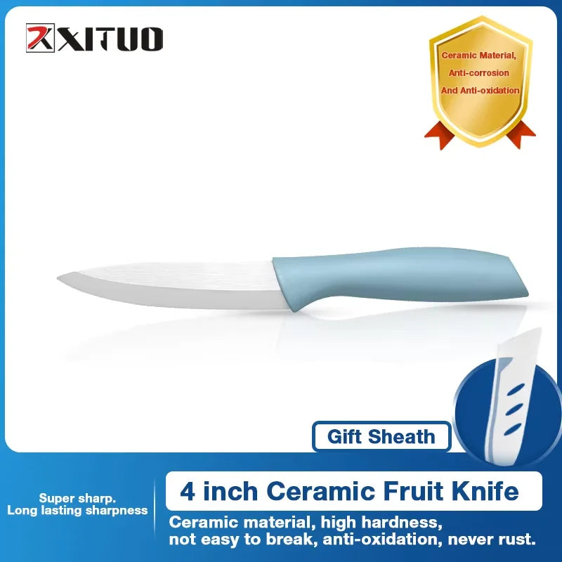 Ceramic Knife Set With Sheaths,Super Sharp Rust Proof 3"4"5"6" Kitchen Knife High Hardness Portable Utility Knife Paring Knife