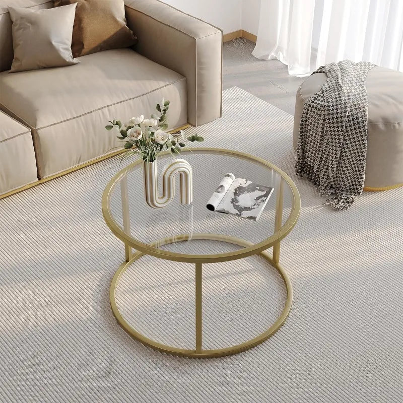 Small Glass Coffee Table Round Gold Coffee Table for Small Modern  Table