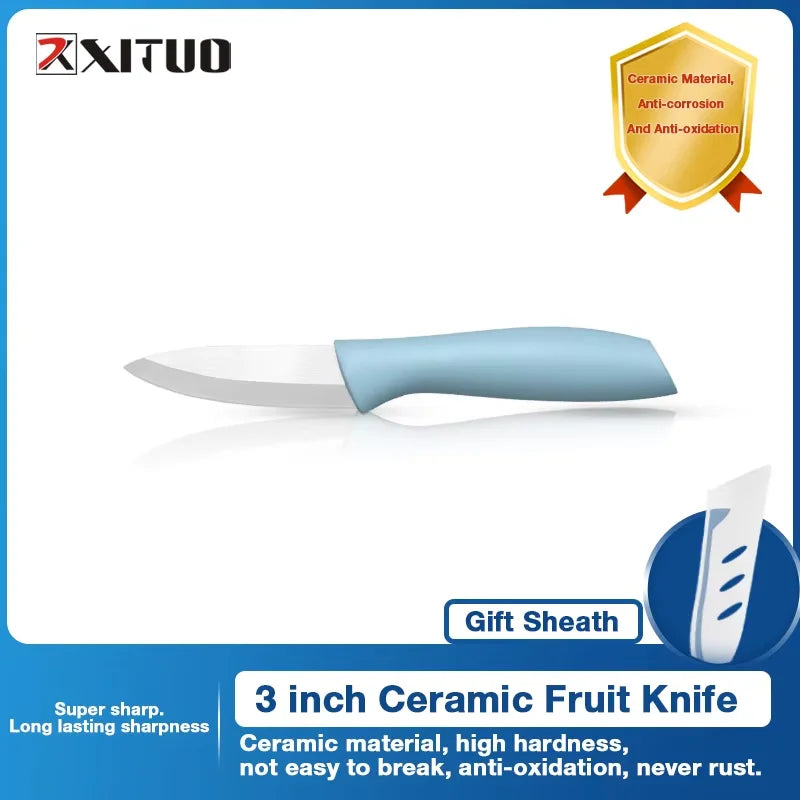 Ceramic Knife Set With Sheaths,Super Sharp Rust Proof 3"4"5"6" Kitchen Knife High Hardness Portable Utility Knife Paring Knife