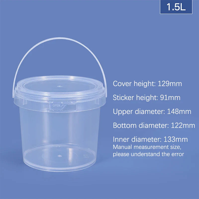 150ML300ML 500ML 750ML 1L 1.5L BPA-Free Empty Plastic Bucket With Lid Airtight PP Jars Clear Container For Bulk Food Storage