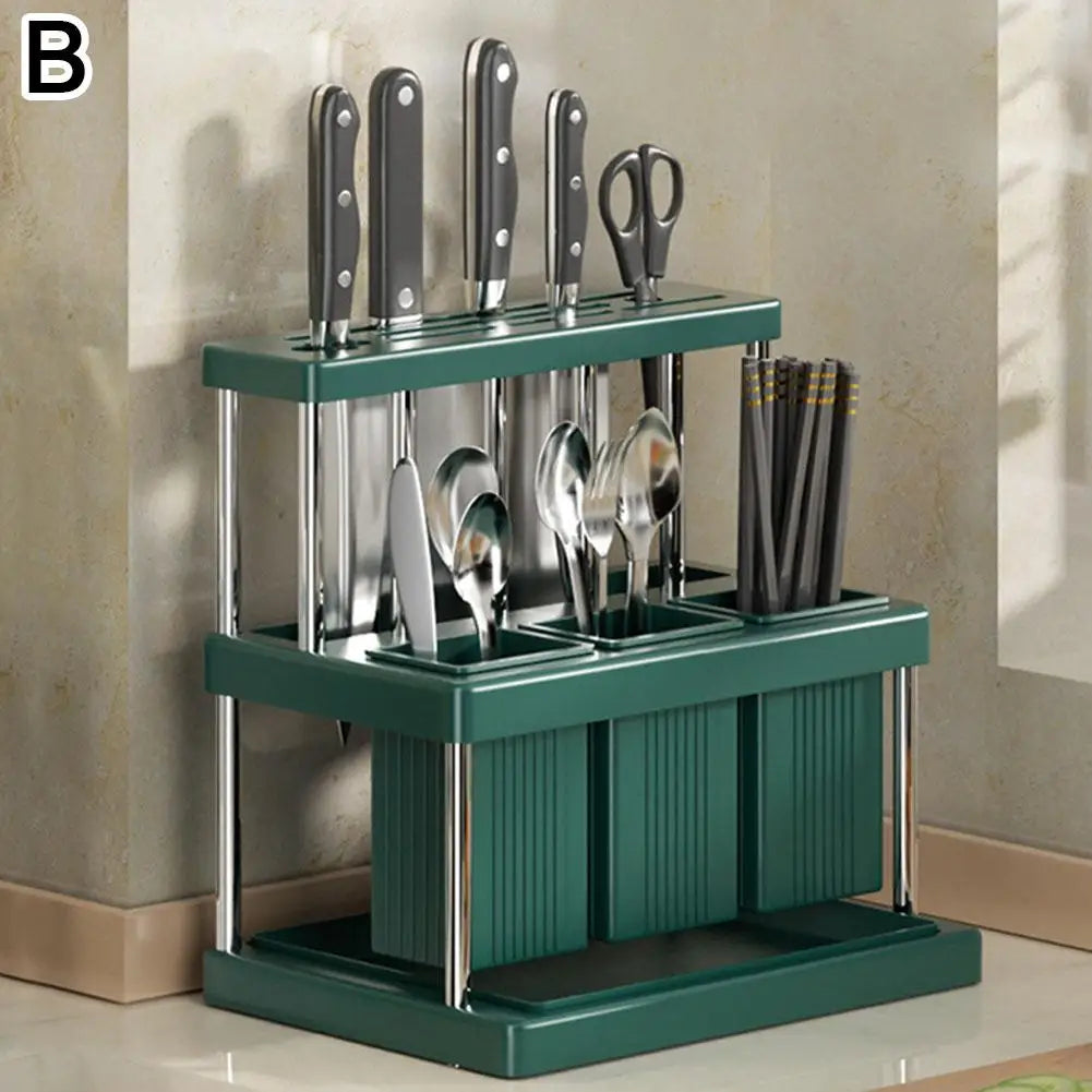 Kitchen Organizer Knife Holder Spoon Fork Storage Rack Seasoning Chopstick Utensils Shovel Storage Shelf For Kitchen Countertop