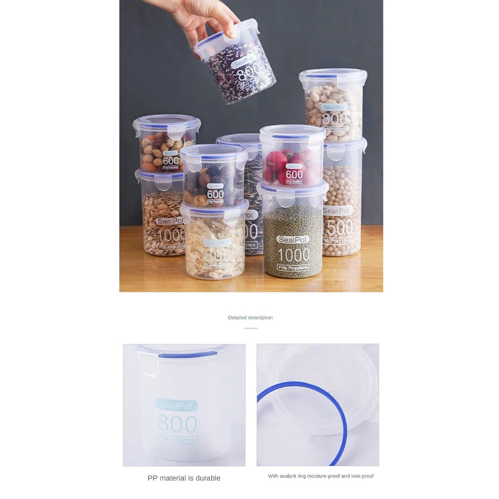 Food Storage Box Sealed Plastic Cereal Candy Dried Jars With Lid Fridge Storage Tank Containers Household Item Kitchen Organizer