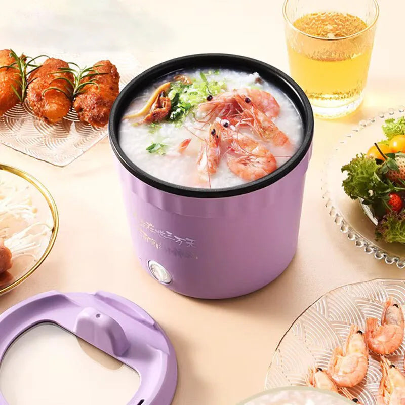 220V Mini Electric Cooking Pot Multifunctional Rice Cooker Hot Pot Instant Noodles Porridge Omelette Quick Food Pot Frying Pan