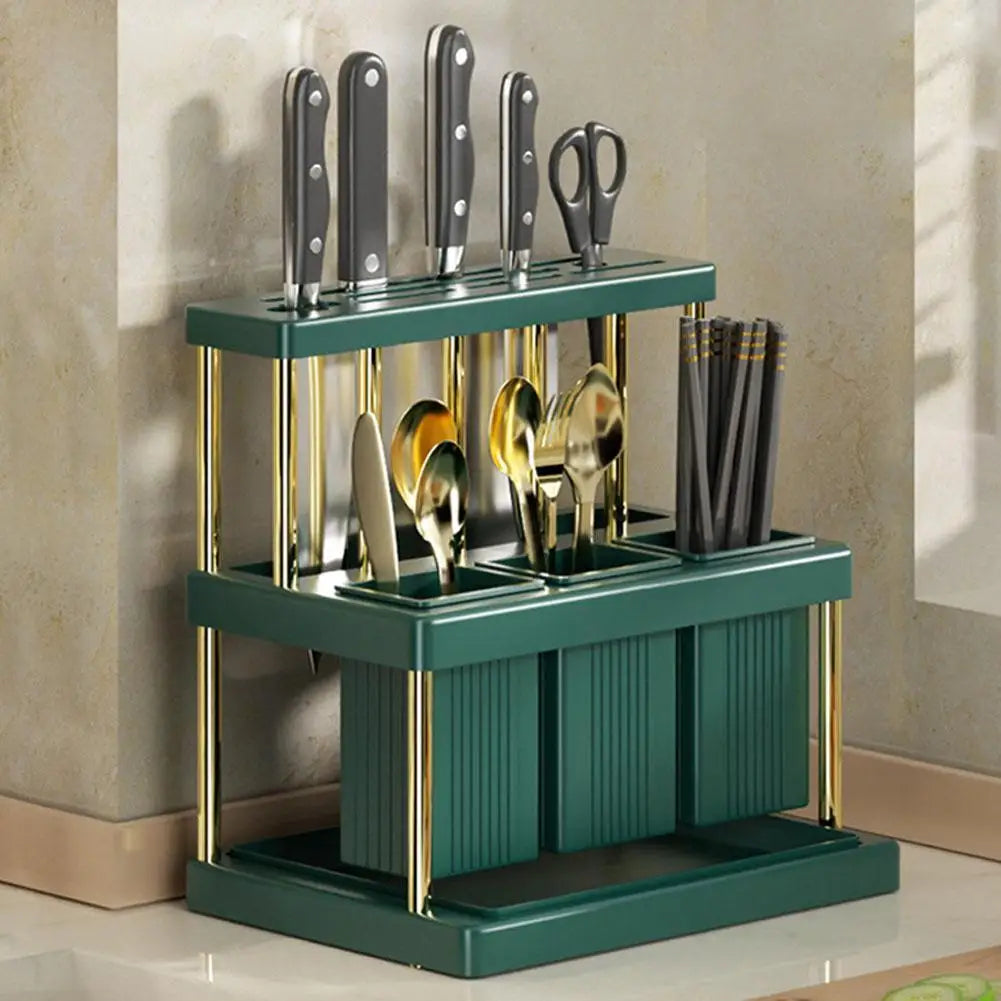 Kitchen Organizer Knife Holder Spoon Fork Storage Rack Seasoning Chopstick Utensils Shovel Storage Shelf For Kitchen Countertop