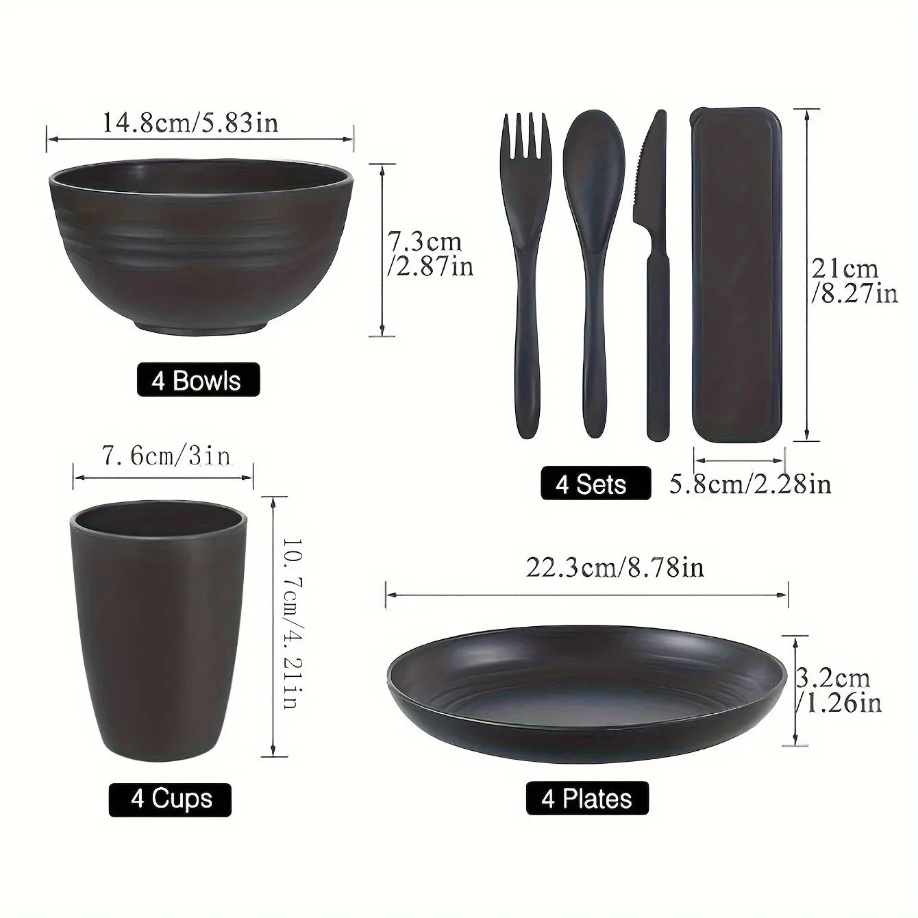 28Pcs Plastic Tableware Set Includes Plates, Bowls, Cups, Knives, Spoons, Forks, and a Cutlery Storage Box - Suitable for Home,