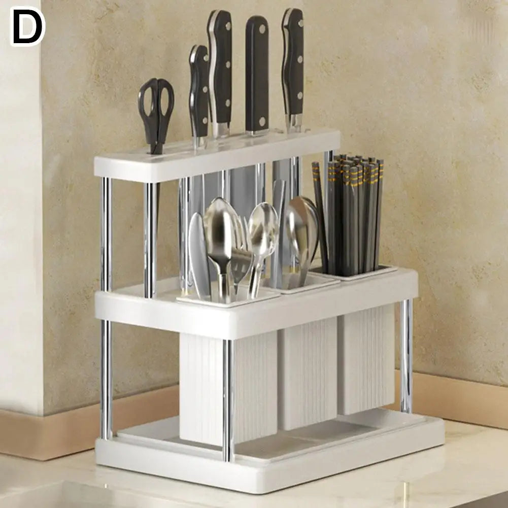 Kitchen Organizer Knife Holder Spoon Fork Storage Rack Seasoning Chopstick Utensils Shovel Storage Shelf For Kitchen Countertop