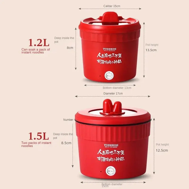 220V Mini Electric Cooking Pot Multifunctional Rice Cooker Hot Pot Instant Noodles Porridge Omelette Quick Food Pot Frying Pan