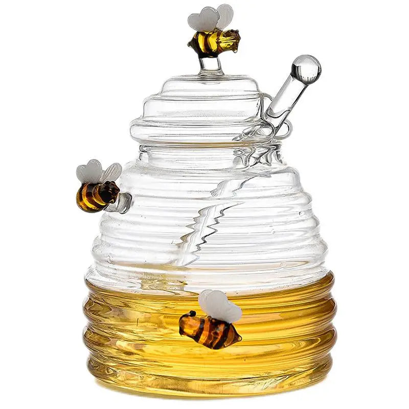 Honeycombs Sealed Honeys Jar Clear Honeys Glass Bottle Glass Honey Jar with Lid Glass Honey Dispenser for Storing Honeys