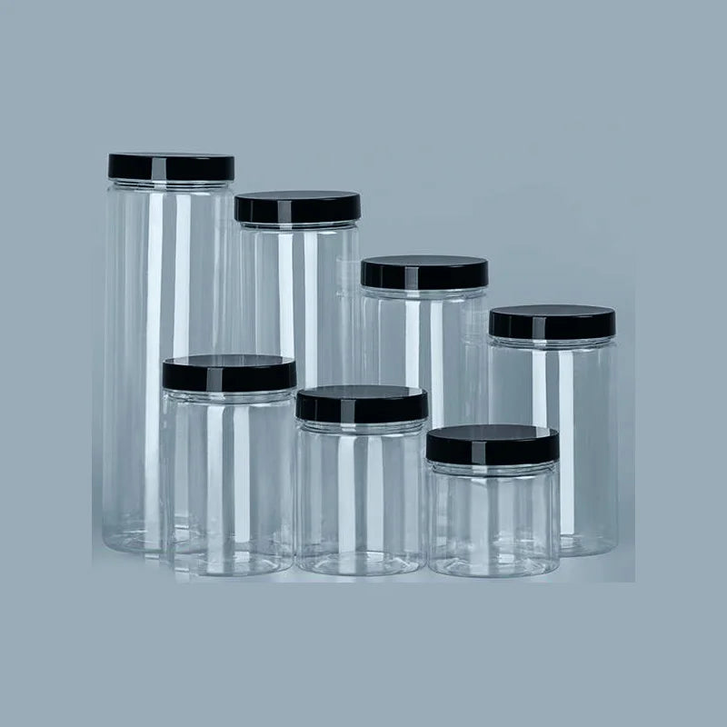 Clear Sealed Can With Lid Plastic Empty Packing Bottle Circular Storage Bucket Biscuit Jar Food Grade Sealed Cans Tank Container