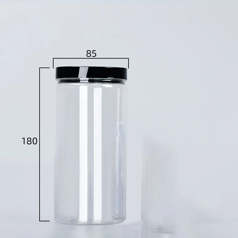 Clear Sealed Can With Lid Plastic Empty Packing Bottle Circular Storage Bucket Biscuit Jar Food Grade Sealed Cans Tank Container