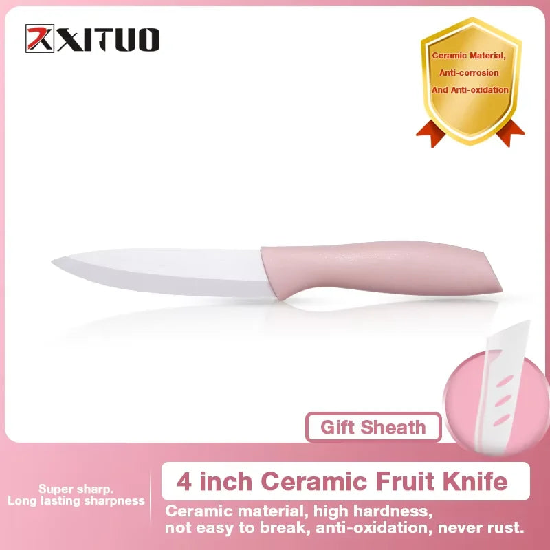 Ceramic Knife Set With Sheaths,Super Sharp Rust Proof 3"4"5"6" Kitchen Knife High Hardness Portable Utility Knife Paring Knife