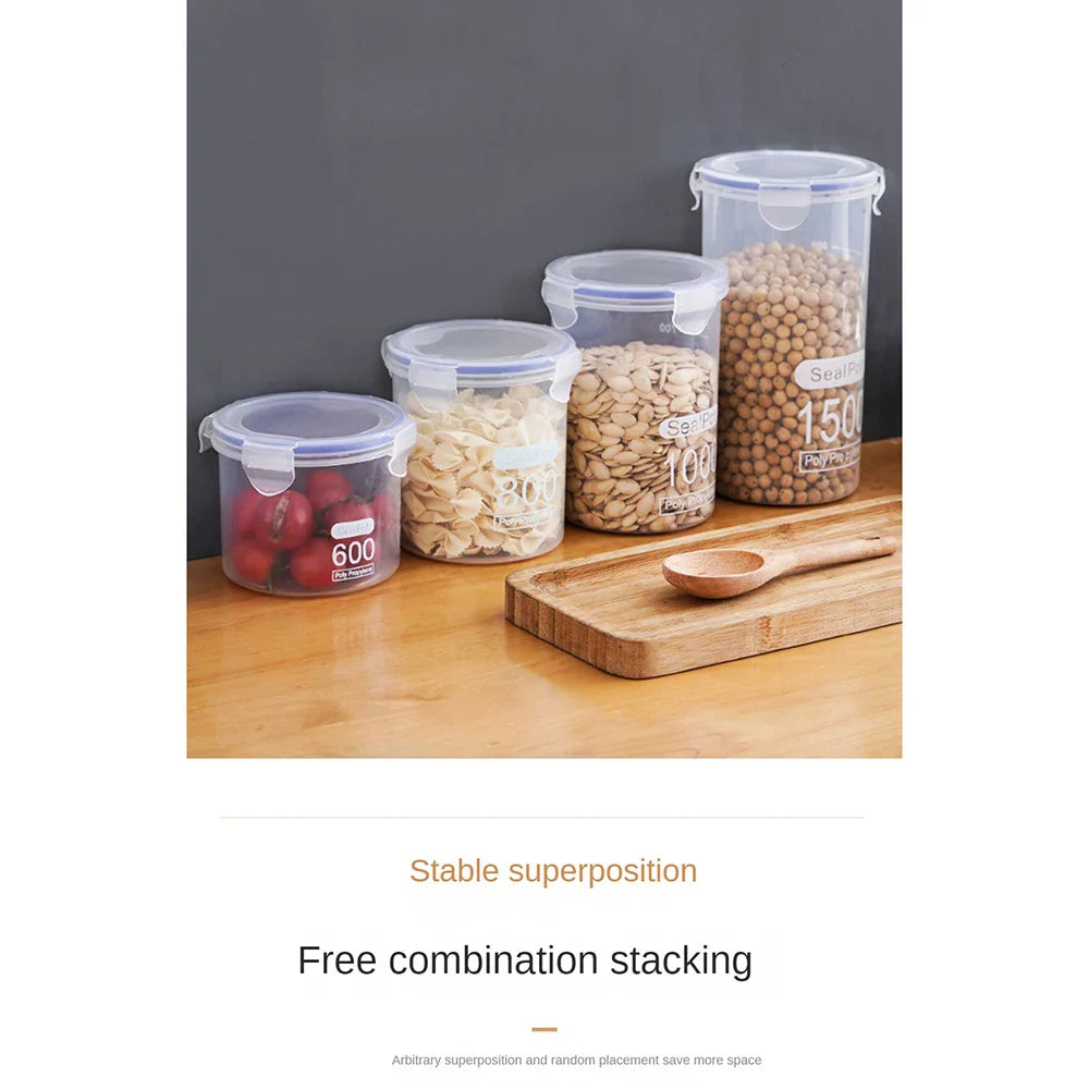 Food Storage Box Sealed Plastic Cereal Candy Dried Jars With Lid Fridge Storage Tank Containers Household Item Kitchen Organizer