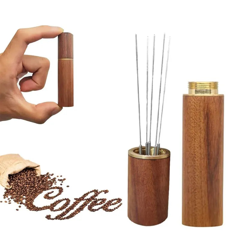 Stainless Steel Needle Powder Coffee Cloth Powder Needle Stirring Pine Powder Disperser Solid Wood Cloth Powder Needle