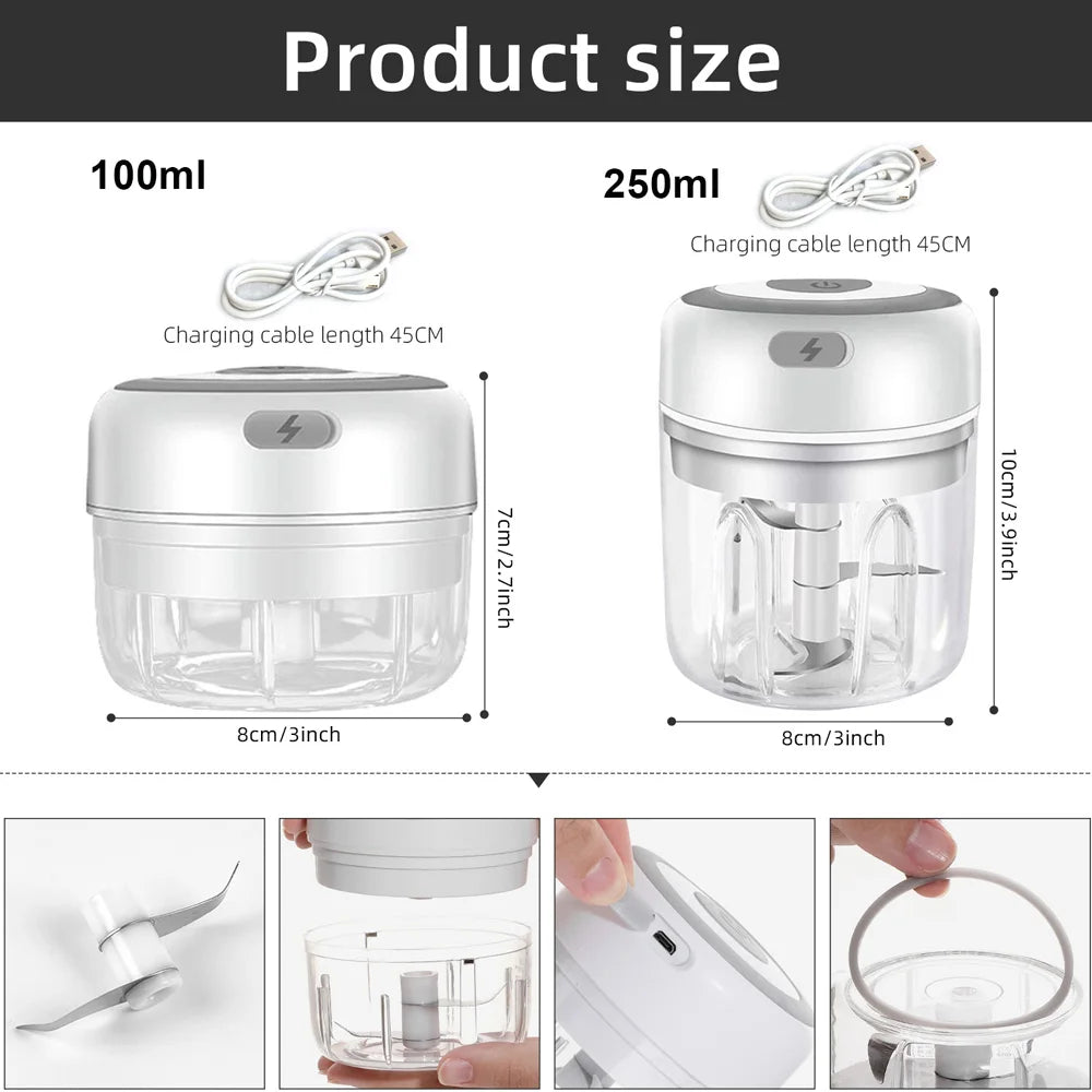 Electric Garlic Crusher Vegetable Cutter Chili  Masher Durable Garlic Chopper