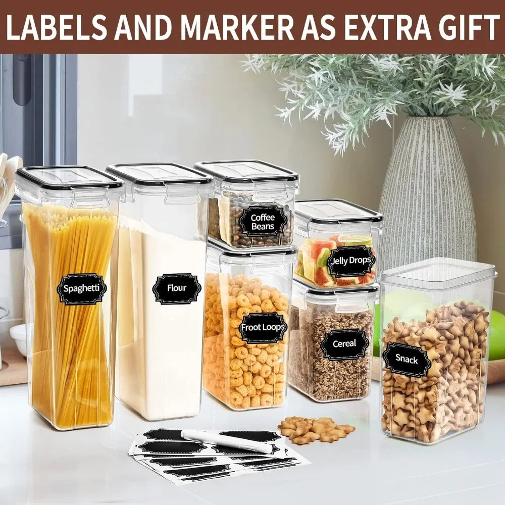 Airtight Food Storage Containers Set with Lids Kitchen Pantry Organization Plastic Leak-proof Canisters for Cereal Flour