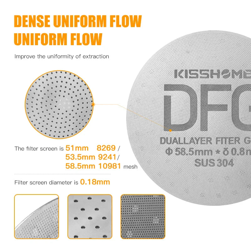 Espresso Puck Screen Coffee Filter 51mm 53.5mm 58.5mm Reusable Holder 0.8mm For 51mm 54mm 58mm Portafilter Barista Accessories