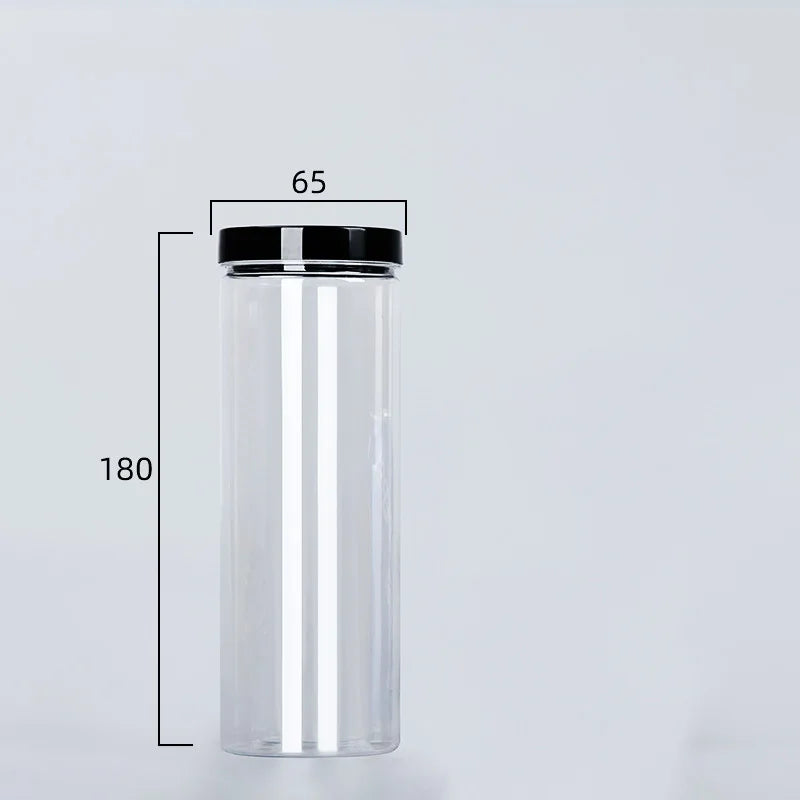 Clear Sealed Can With Lid Plastic Empty Packing Bottle Circular Storage Bucket Biscuit Jar Food Grade Sealed Cans Tank Container