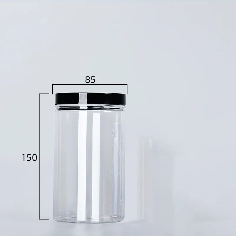 Clear Sealed Can With Lid Plastic Empty Packing Bottle Circular Storage Bucket Biscuit Jar Food Grade Sealed Cans Tank Container