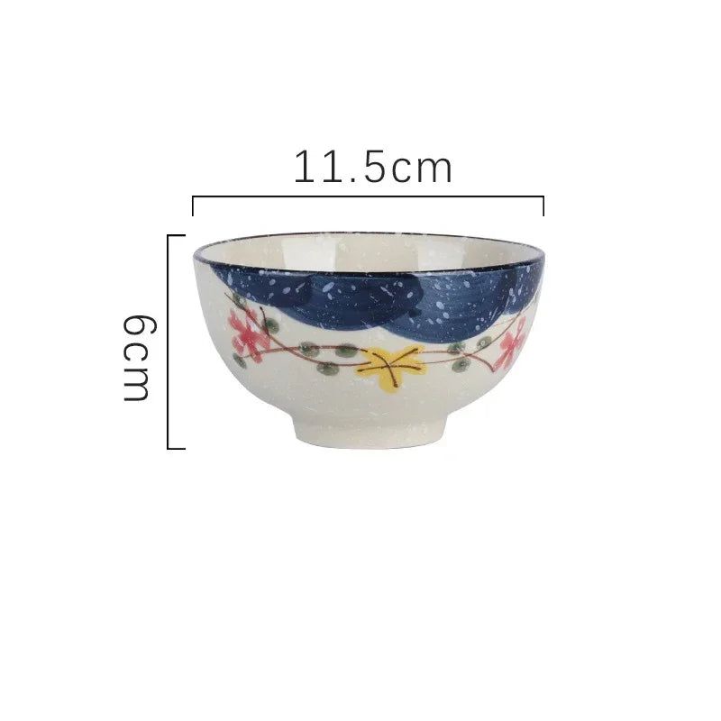 4.5-inch Ceramic Household Rice Bowl Japanese Retro Restaurant Home Tableware Eating Dishes Soup Bowl