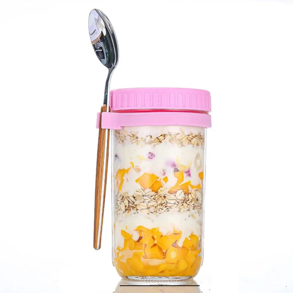 16 oz Overnight Oats Jars with Lids and Spoons Glass Bottles Containers Yogurt Containers Cereal Storage Jars with Lids