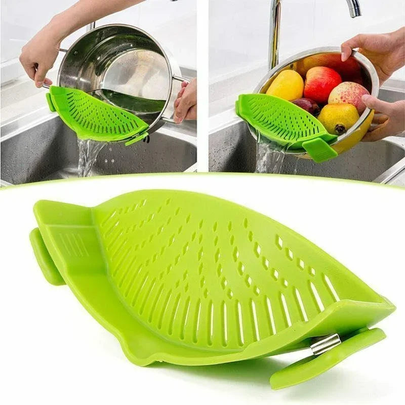 Clip On Strainer Silicone for All Pots and Pans Meat Vegetables Fruit Silicone