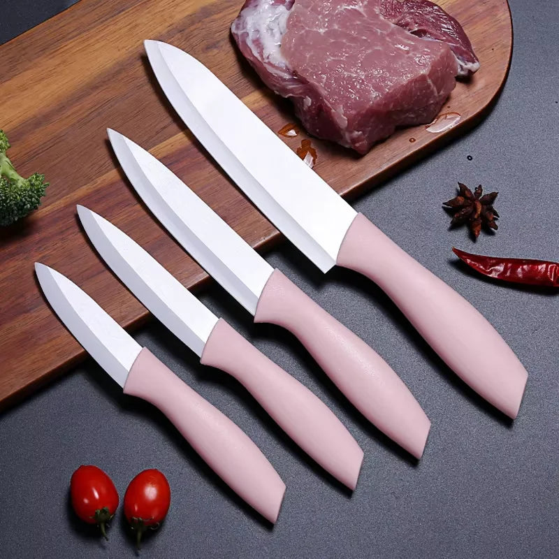 Ceramic Knife Set With Sheaths,Super Sharp Rust Proof 3"4"5"6" Kitchen Knife High Hardness Portable Utility Knife Paring Knife