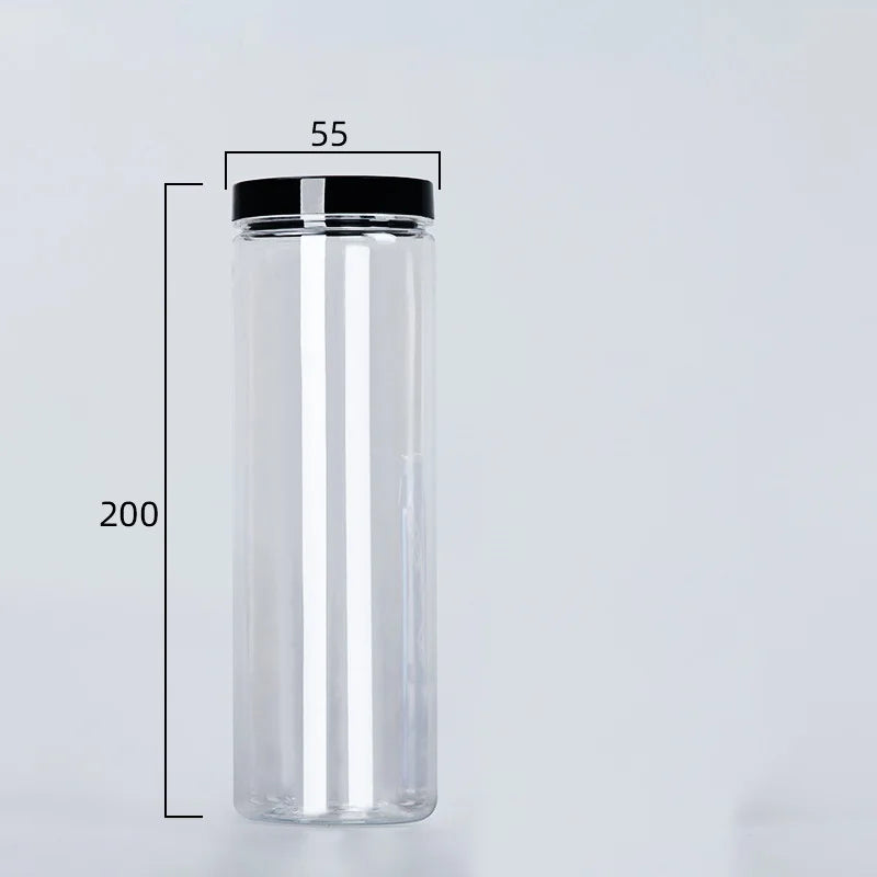 Clear Sealed Can With Lid Plastic Empty Packing Bottle Circular Storage Bucket Biscuit Jar Food Grade Sealed Cans Tank Container