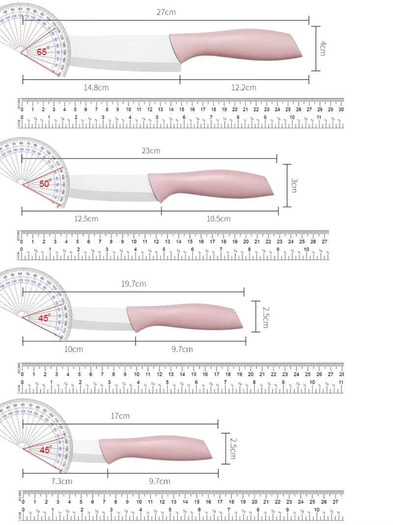 Ceramic Knife Set With Sheaths,Super Sharp Rust Proof 3"4"5"6" Kitchen Knife High Hardness Portable Utility Knife Paring Knife