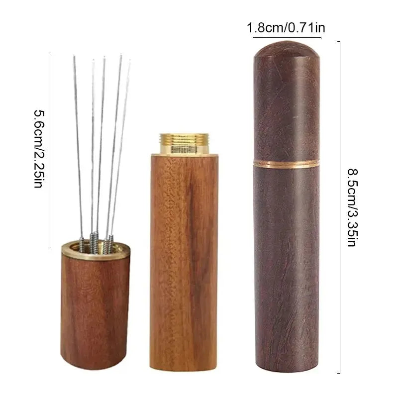 Stainless Steel Needle Powder Coffee Cloth Powder Needle Stirring Pine Powder Disperser Solid Wood Cloth Powder Needle