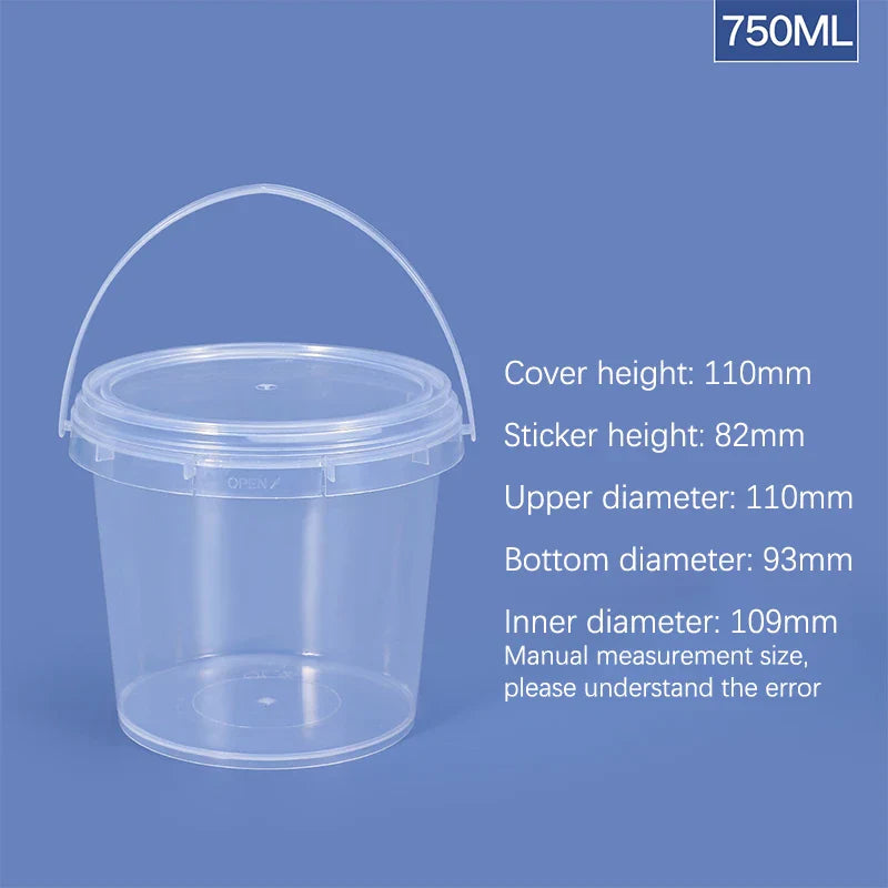 150ML300ML 500ML 750ML 1L 1.5L BPA-Free Empty Plastic Bucket With Lid Airtight PP Jars Clear Container For Bulk Food Storage