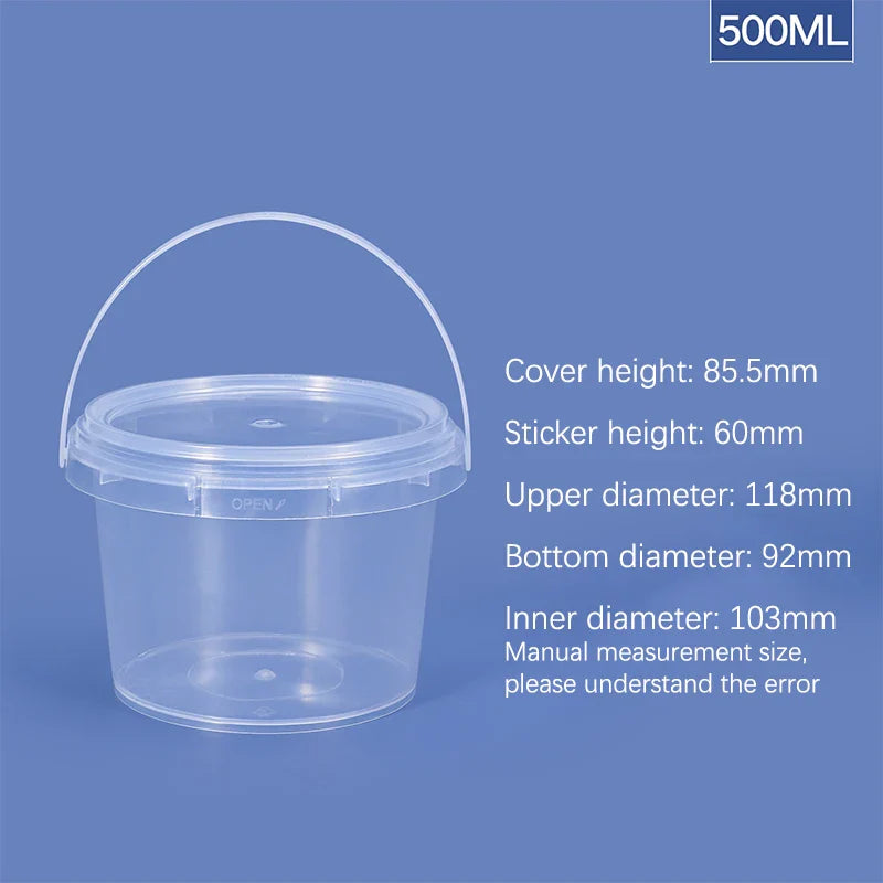 150ML300ML 500ML 750ML 1L 1.5L BPA-Free Empty Plastic Bucket With Lid Airtight PP Jars Clear Container For Bulk Food Storage