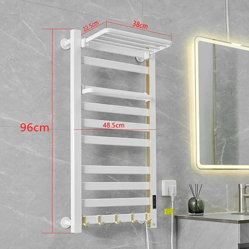 White Electric Heated Towel Rail Smart Electric Towel Rack Bathroom Cloth