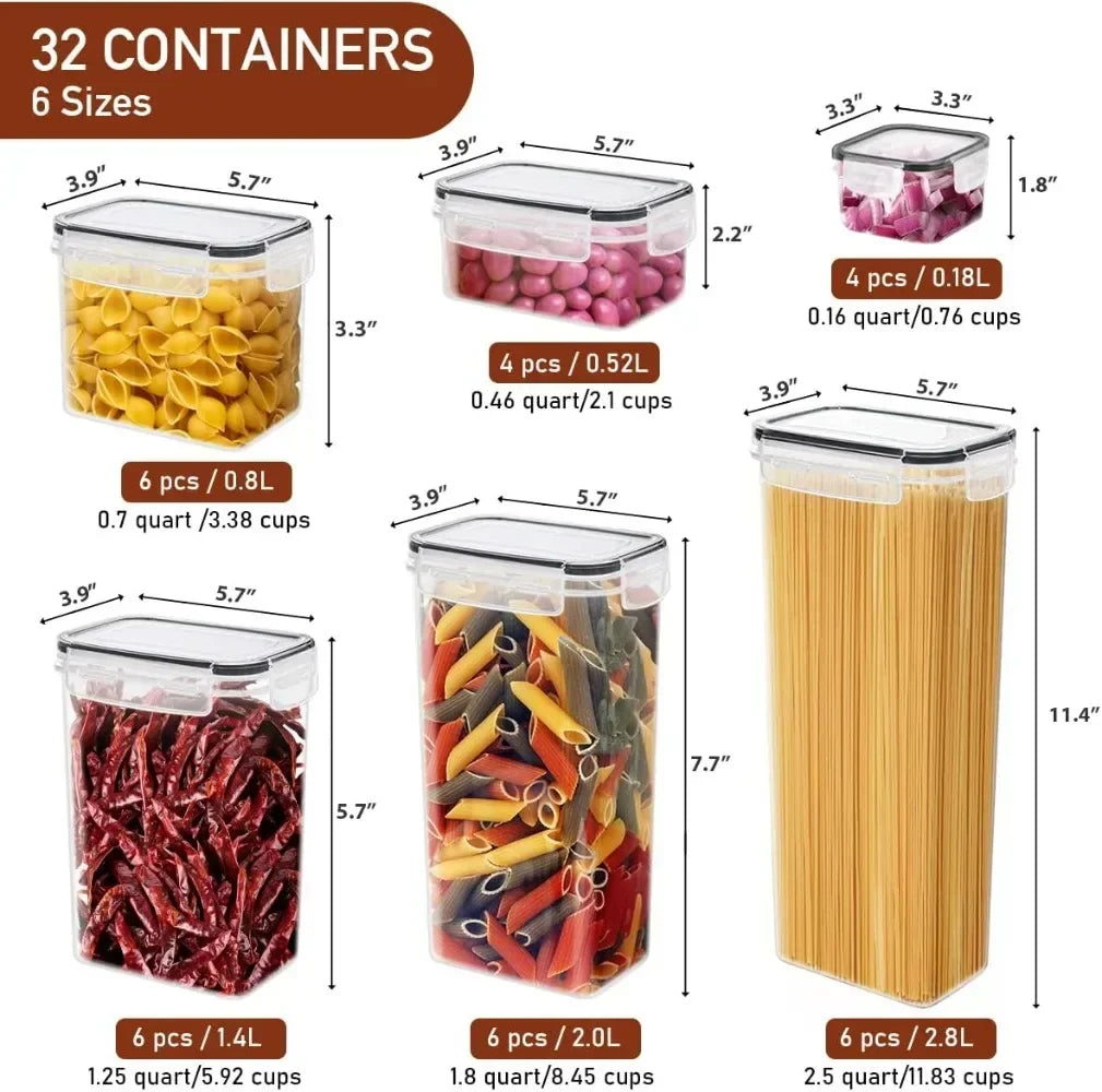 68 PCS Airtight Food Storage Containers With Lids BPA Free,Cereal Containers Storage for Kitchen Pantry Organization and Storage