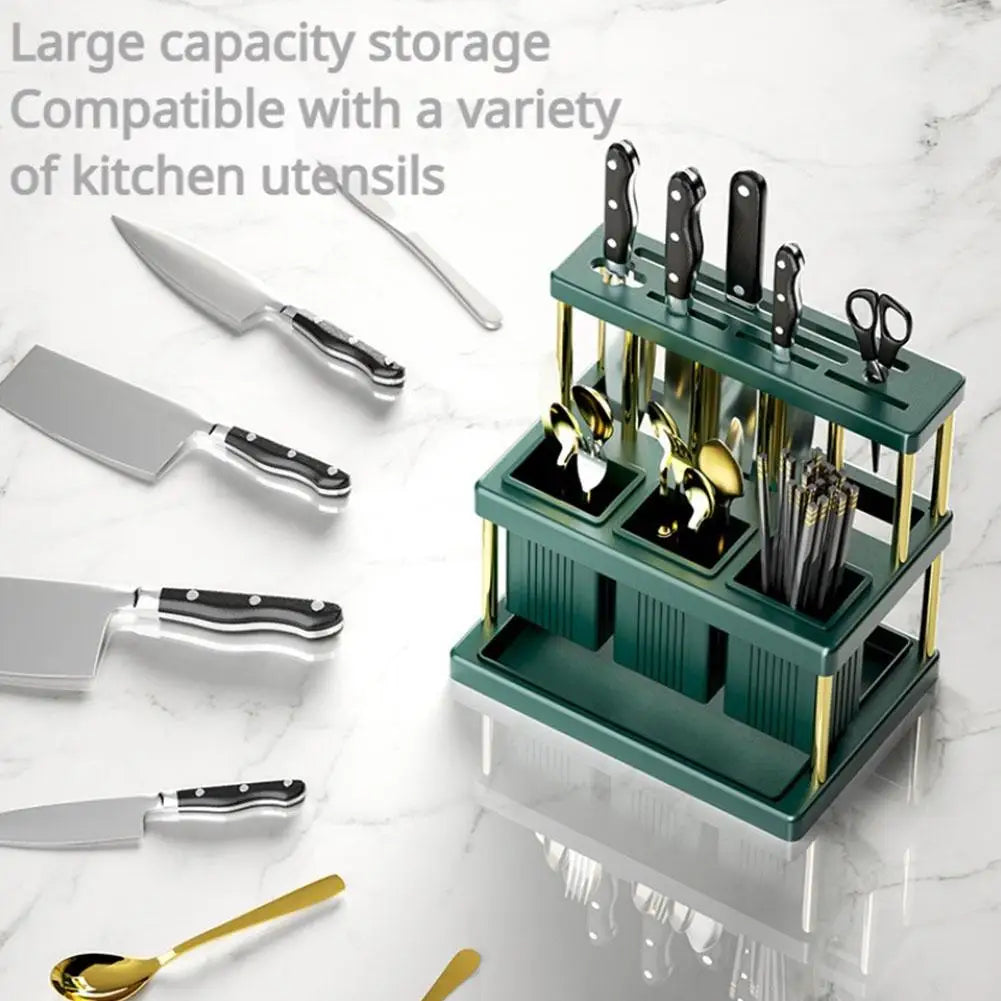 Kitchen Organizer Knife Holder Spoon Fork Storage Rack Seasoning Chopstick Utensils Shovel Storage Shelf For Kitchen Countertop