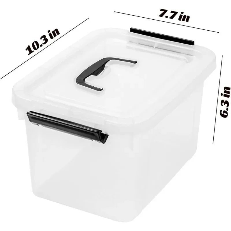 6 Quart Clear Storage Latch Box/Bins, 6-Pack Plastic Container with Latches and Lid