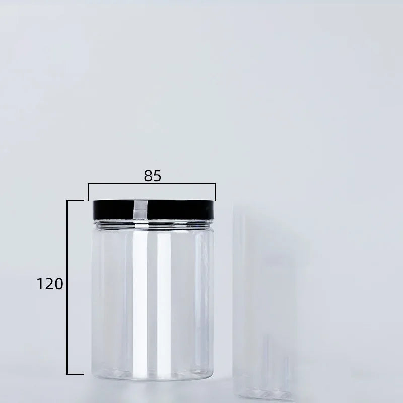 Clear Sealed Can With Lid Plastic Empty Packing Bottle Circular Storage Bucket Biscuit Jar Food Grade Sealed Cans Tank Container