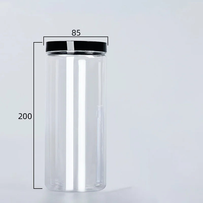 Clear Sealed Can With Lid Plastic Empty Packing Bottle Circular Storage Bucket Biscuit Jar Food Grade Sealed Cans Tank Container