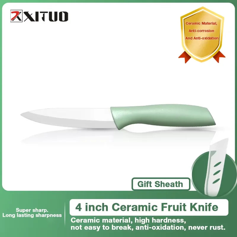 Ceramic Knife Set With Sheaths,Super Sharp Rust Proof 3"4"5"6" Kitchen Knife High Hardness Portable Utility Knife Paring Knife