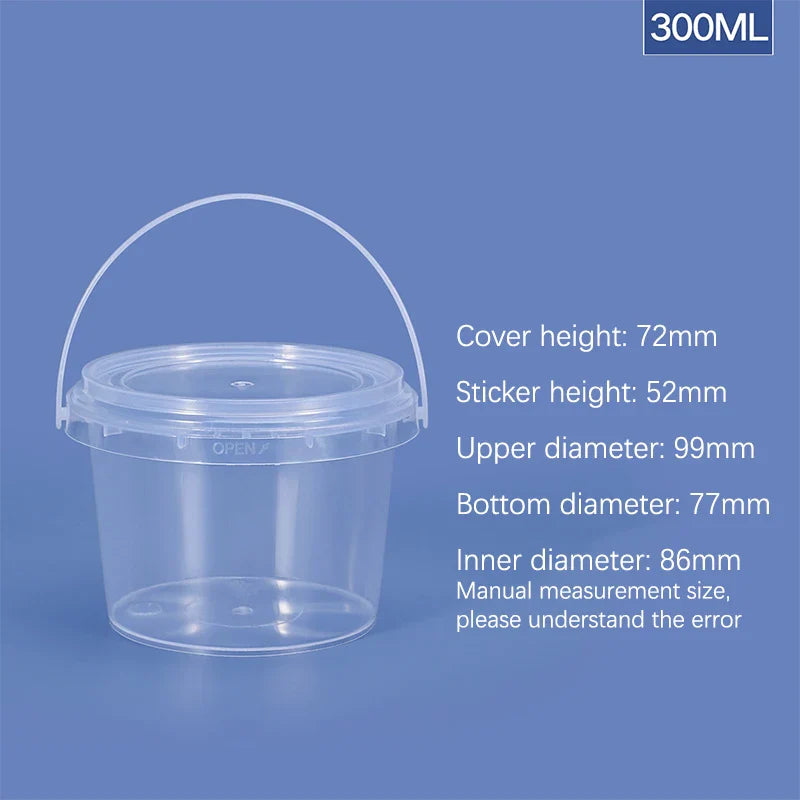 150ML300ML 500ML 750ML 1L 1.5L BPA-Free Empty Plastic Bucket With Lid Airtight PP Jars Clear Container For Bulk Food Storage